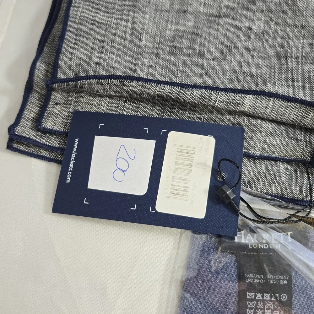 Hackett London Pocket Square Lot Of 3 Scarf 100% Linen Made in Italy NWT